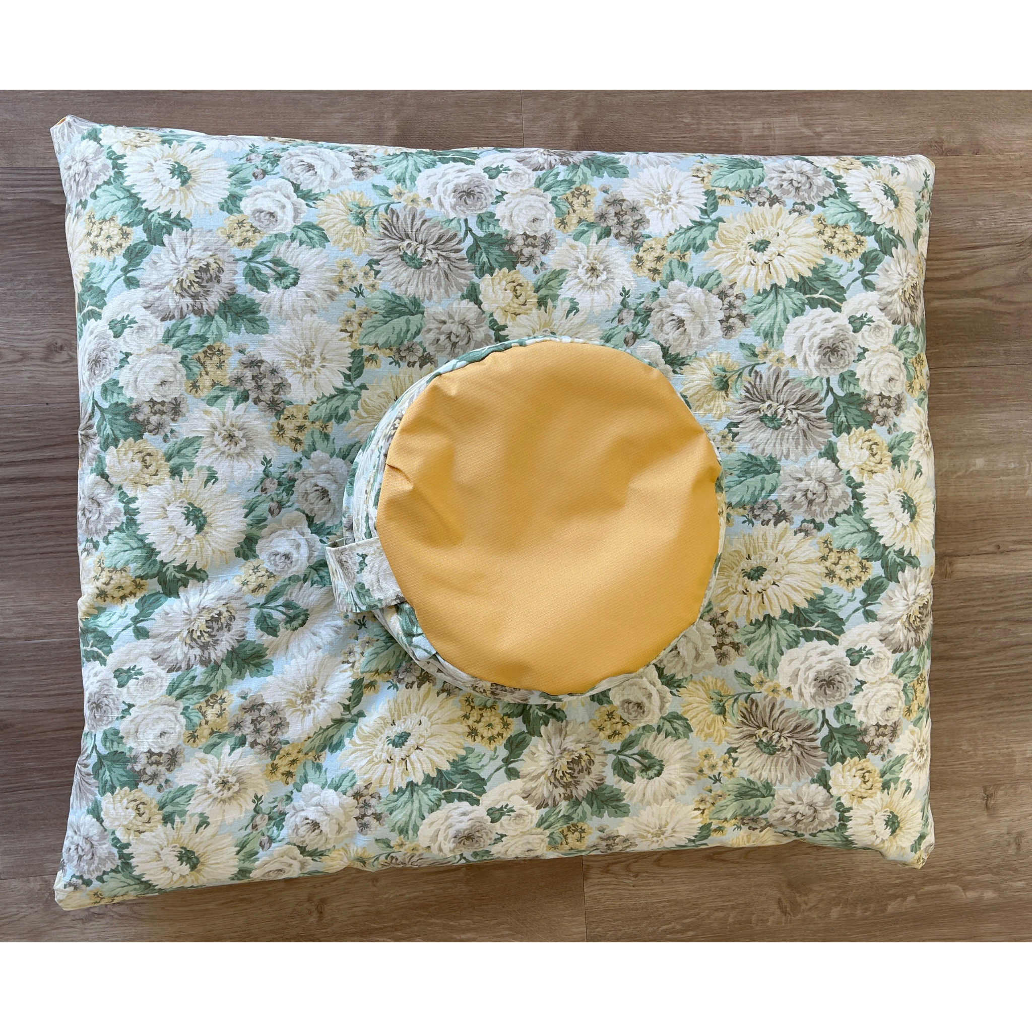 Zafu and Zabuton Set: Yellow Floral