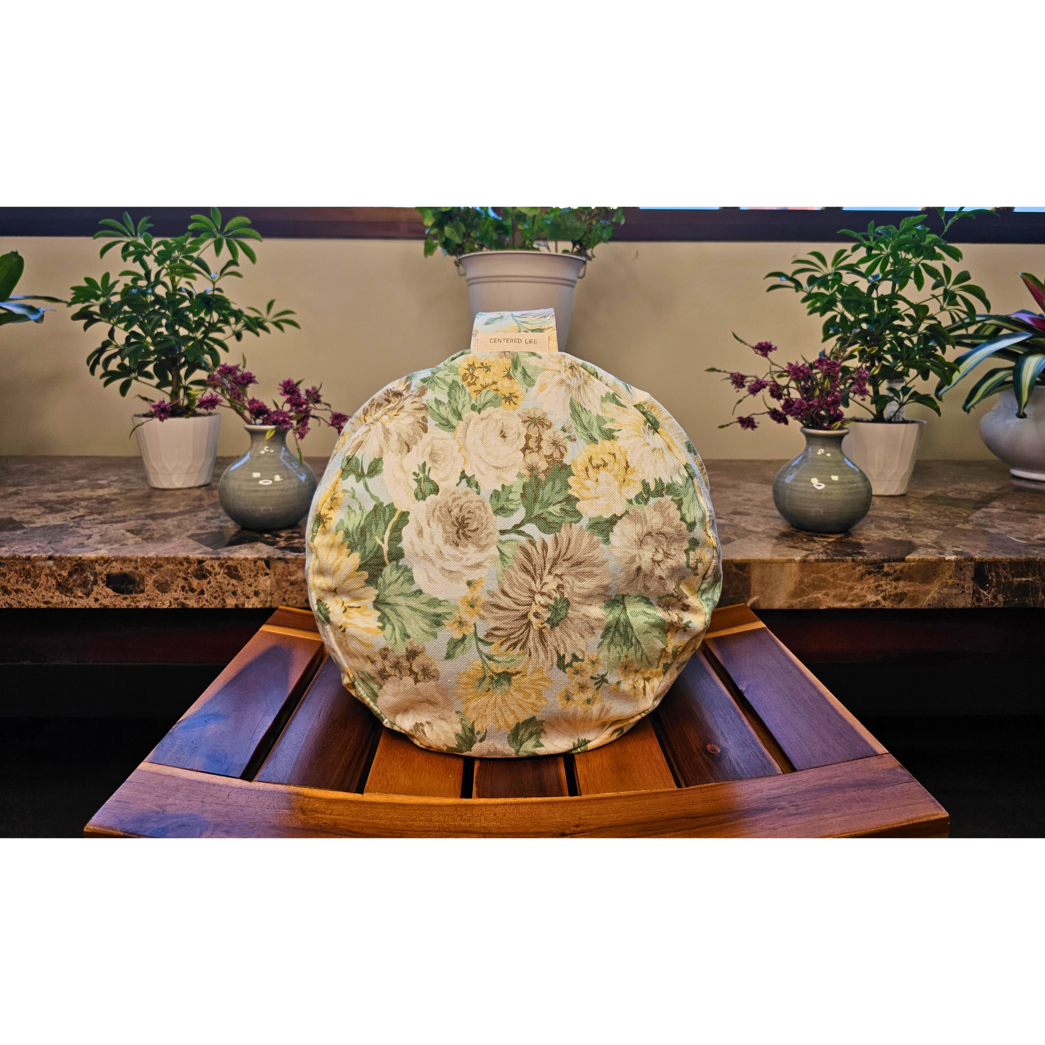 Zafu and Zabuton Set: Yellow Floral