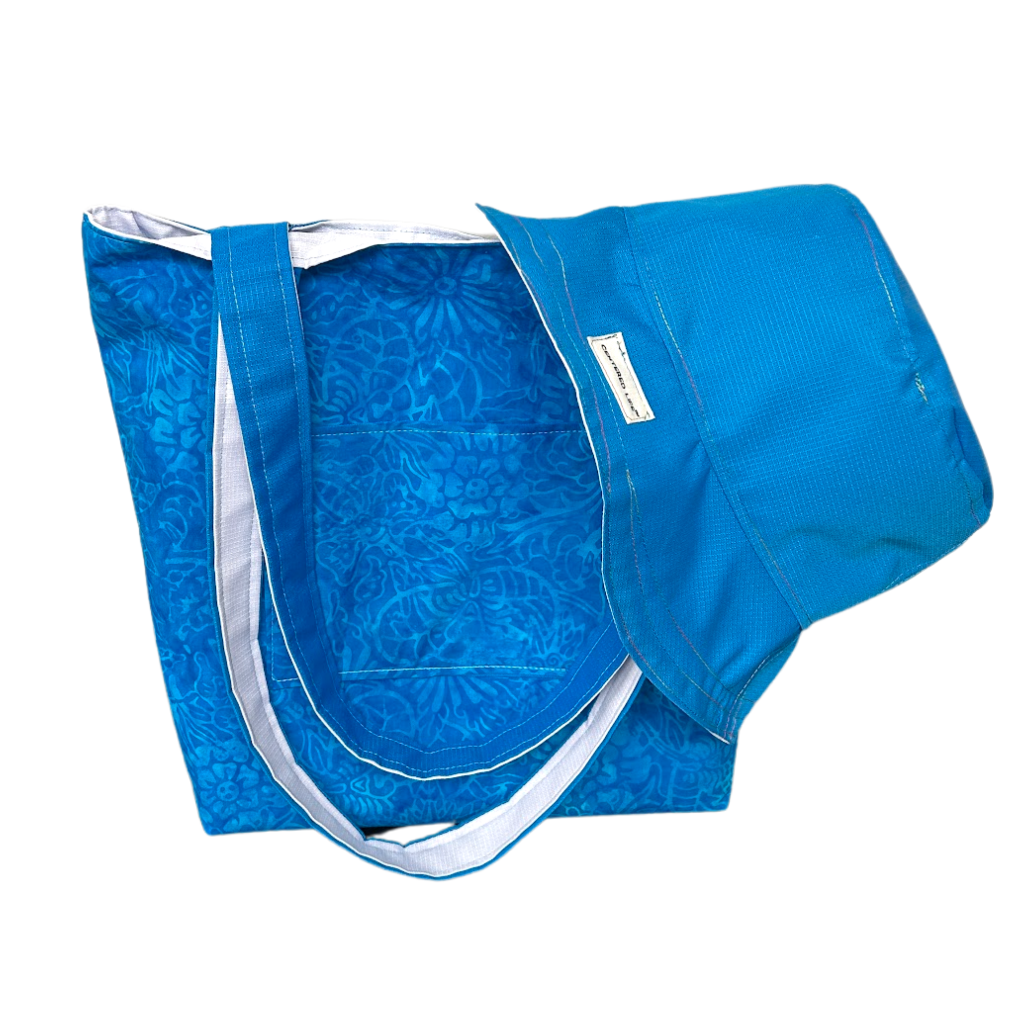 Reversible Tote Bag & Bucket Hat - Aqua Floral