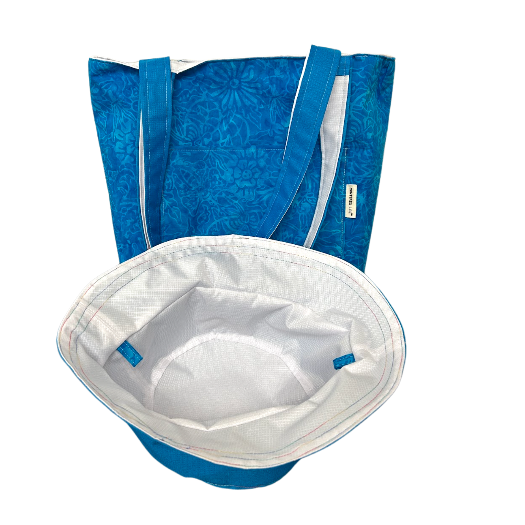 Reversible Tote Bag & Bucket Hat - Aqua Floral
