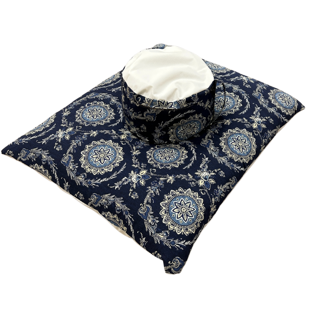 Zafu and Zabuton Set: Blue Floral Circles