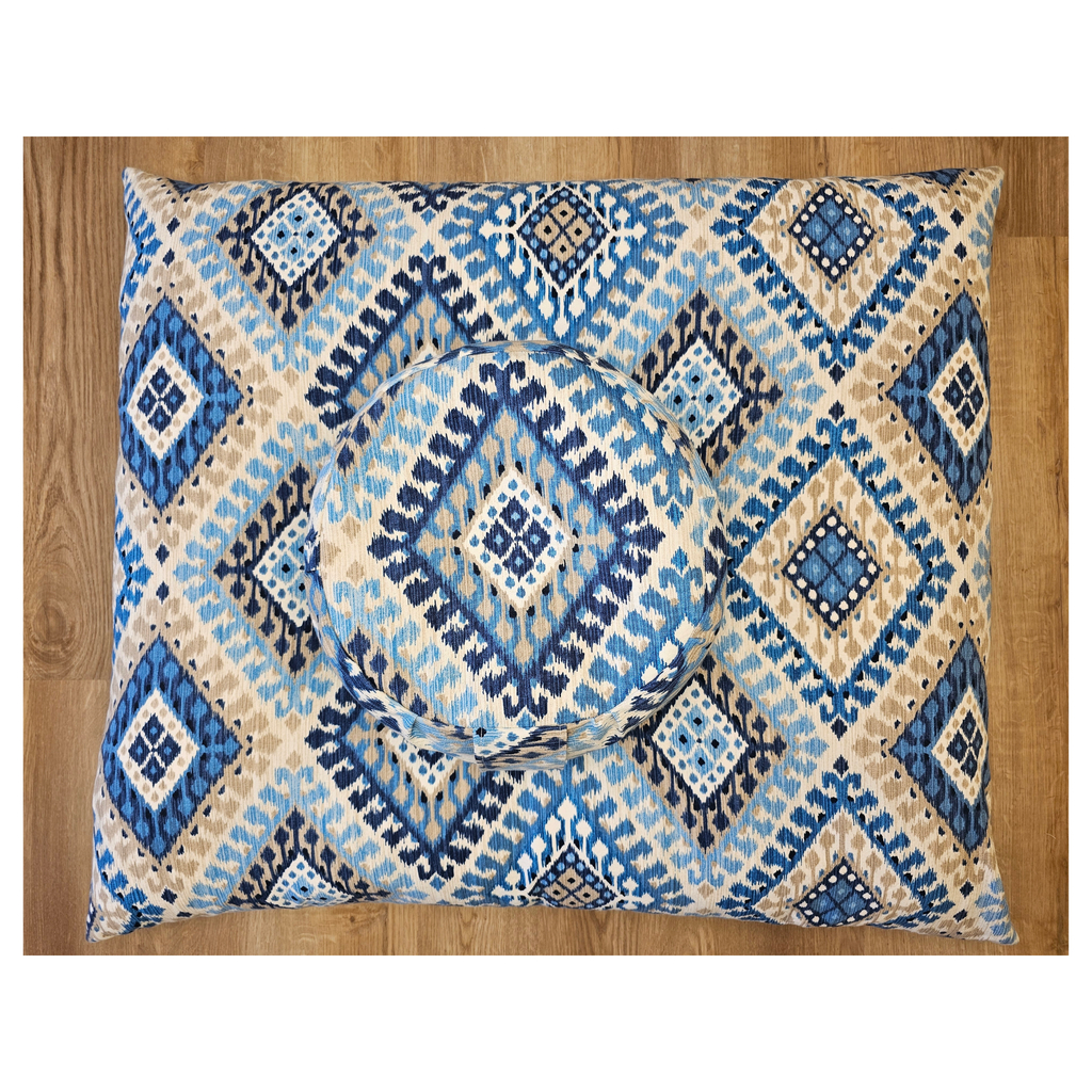 Zafu and Zabuton Set: Blue Diamonds