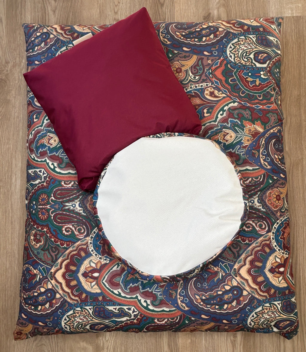 Eco Trio – Burgundy Paisley Meditation Cushion Set