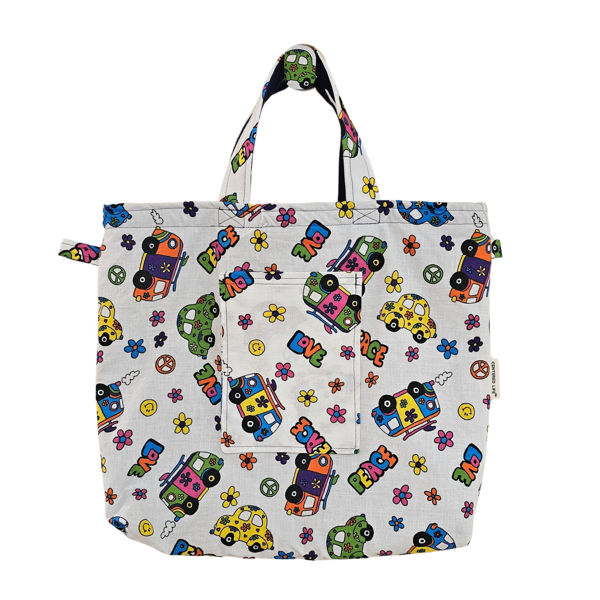 Classic Reversible Tote Bag - Peace & Love Bug